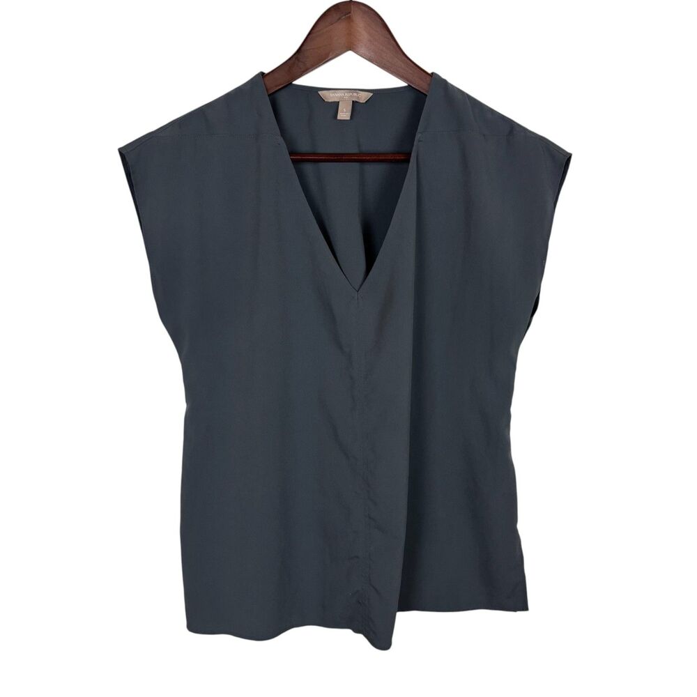 Banana Republic Gray Cap Sleeve Blouse Top Women's Small Career Business